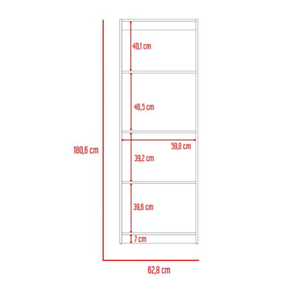 Mueble Librero MADIK color Macadamia/Blanco con Cuatro Entrepaños