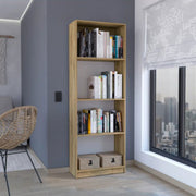 Mueble Librero MADIK color Macadamia/Blanco con Cuatro Entrepaños