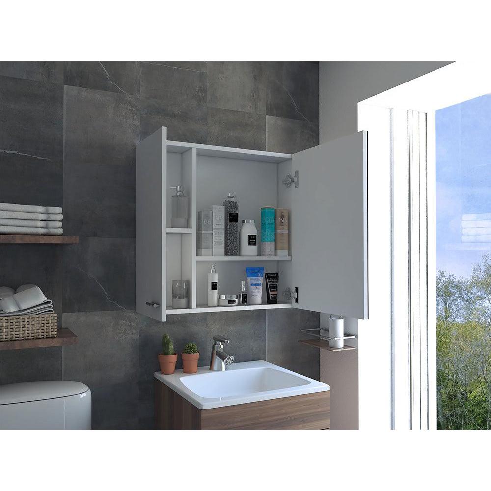 Gabinete de Pared para Baño con espejo y repisas color blanco