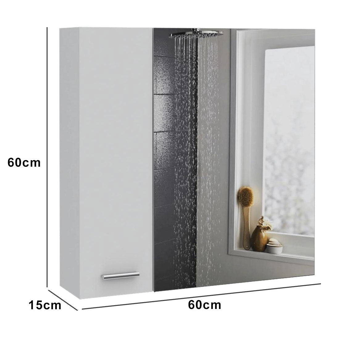 Gabinete de Pared para Baño con espejo y repisas color blanco