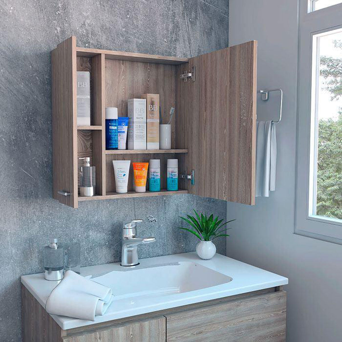 Gabinete de Baño MADIK Apolis  Miel con Puerta Espejo