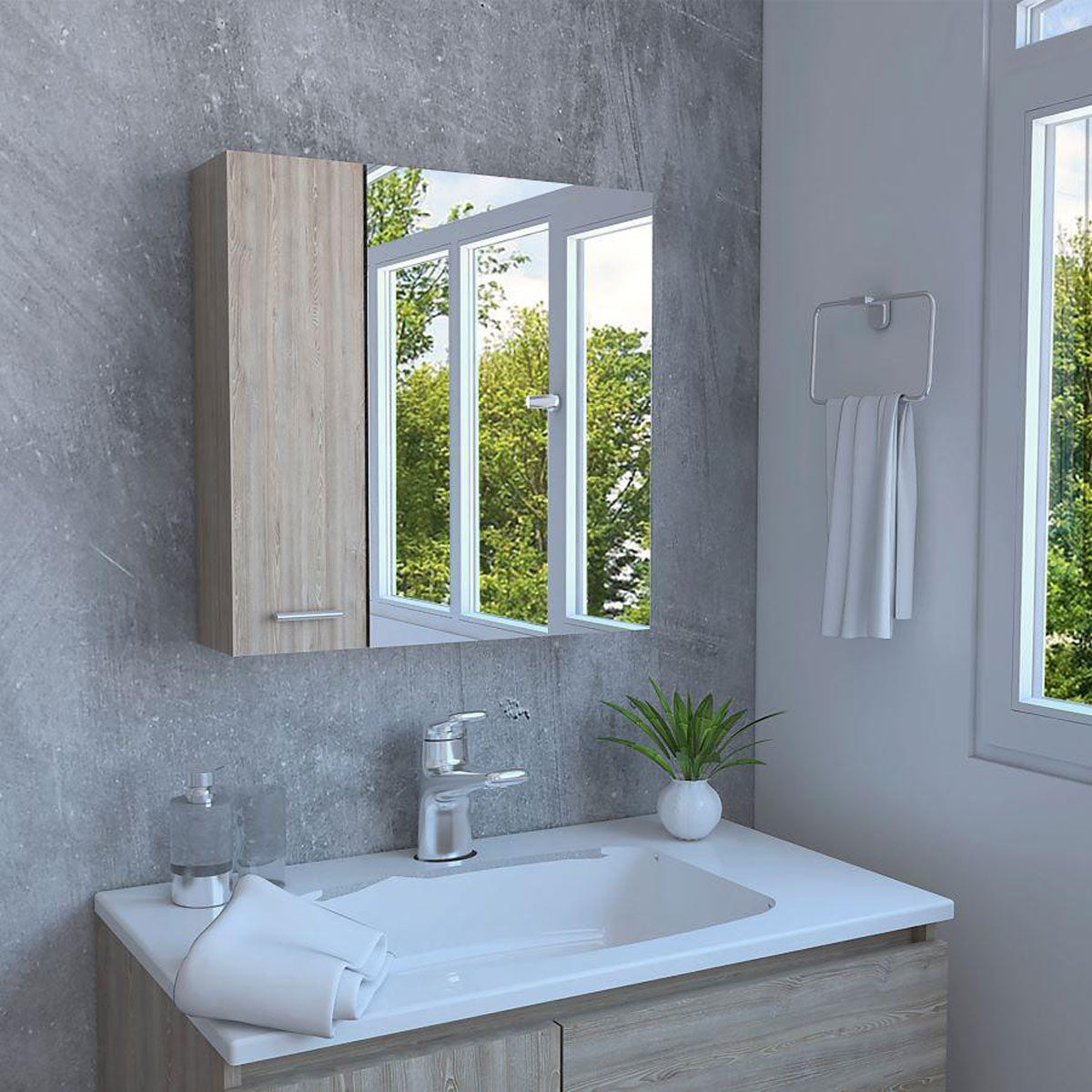 Gabinete de Baño MADIK Apolis  Miel con Puerta Espejo