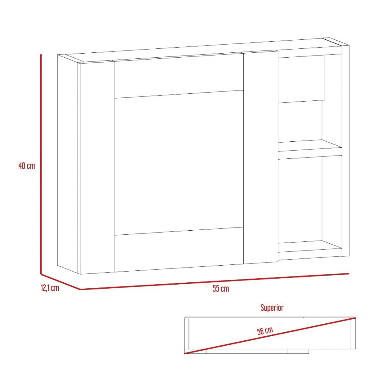 Gabinete de Baño MADIK Rovere Puerta Espejo y Múltiples Entrepaños
