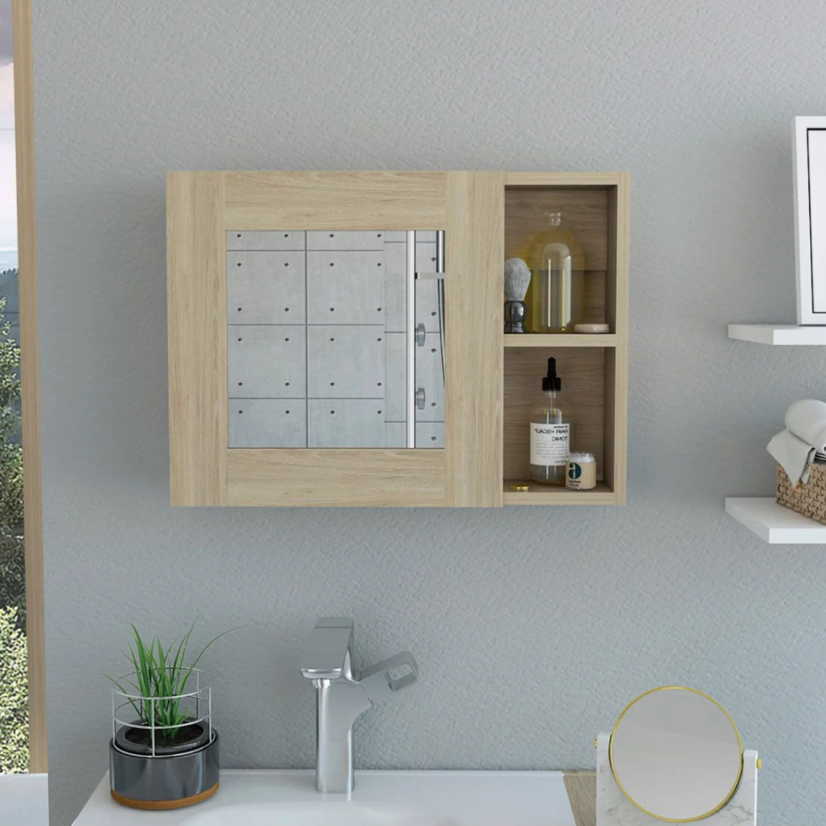 Gabinete de Baño MADIK Rovere Puerta Espejo y Múltiples Entrepaños