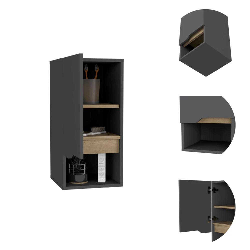 Gabinete para Baño Apolis Organizador de Pared Color Gris Oscuro y Café Claro