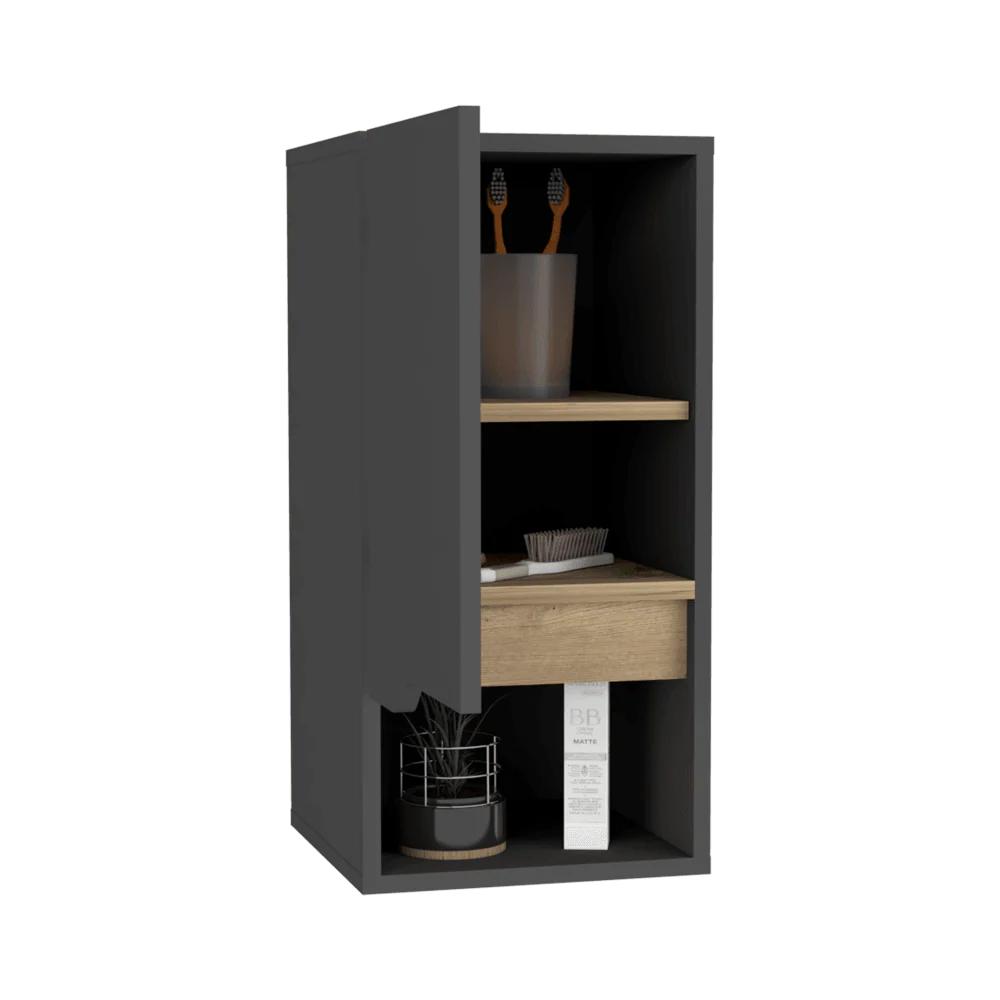 Gabinete para Baño Apolis Organizador de Pared Color Gris Oscuro y Café Claro