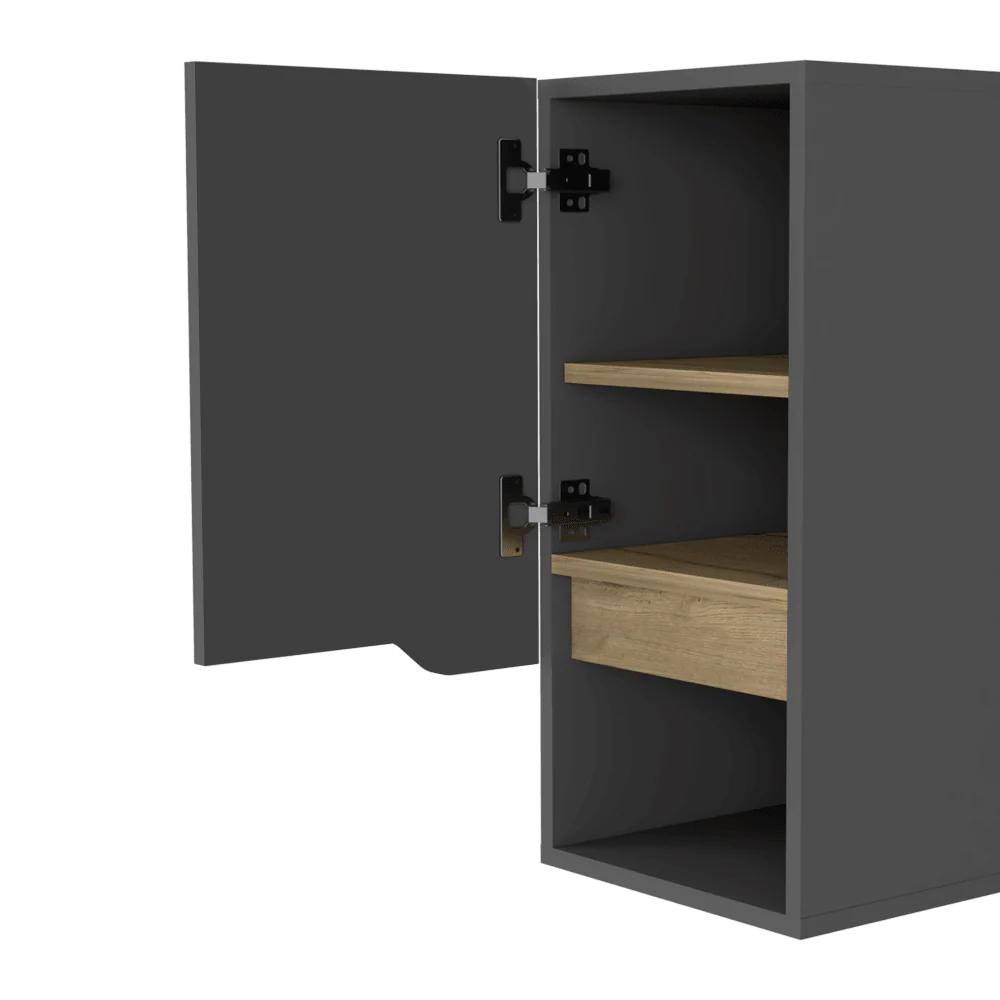 Gabinete para Baño Apolis Organizador de Pared Color Gris Oscuro y Café Claro