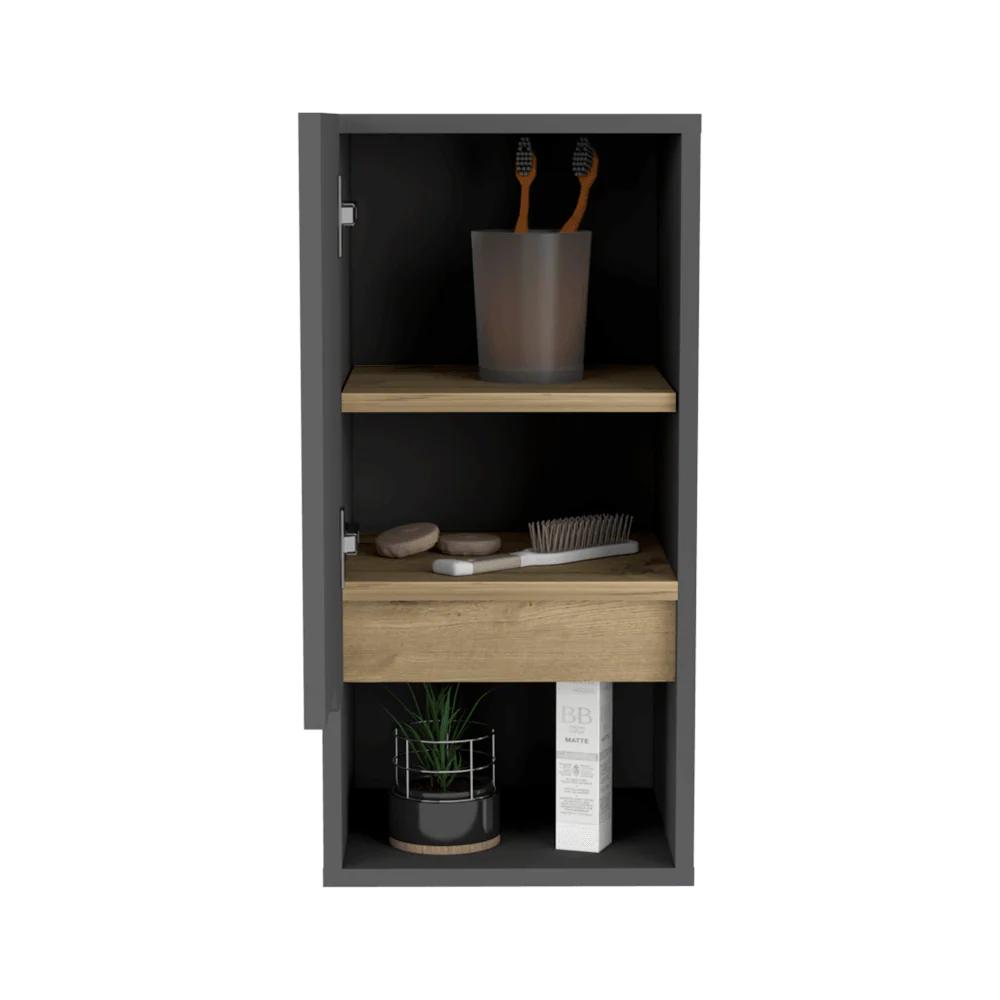 Gabinete para Baño Apolis Organizador de Pared Color Gris Oscuro y Café Claro