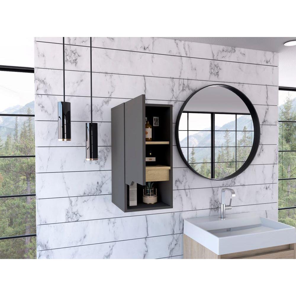 Gabinete para Baño Apolis Organizador de Pared Color Gris Oscuro y Café Claro