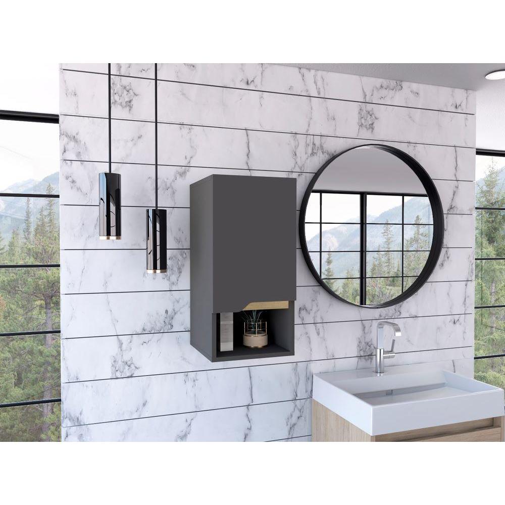 Gabinete para Baño Apolis Organizador de Pared Color Gris Oscuro y Café Claro
