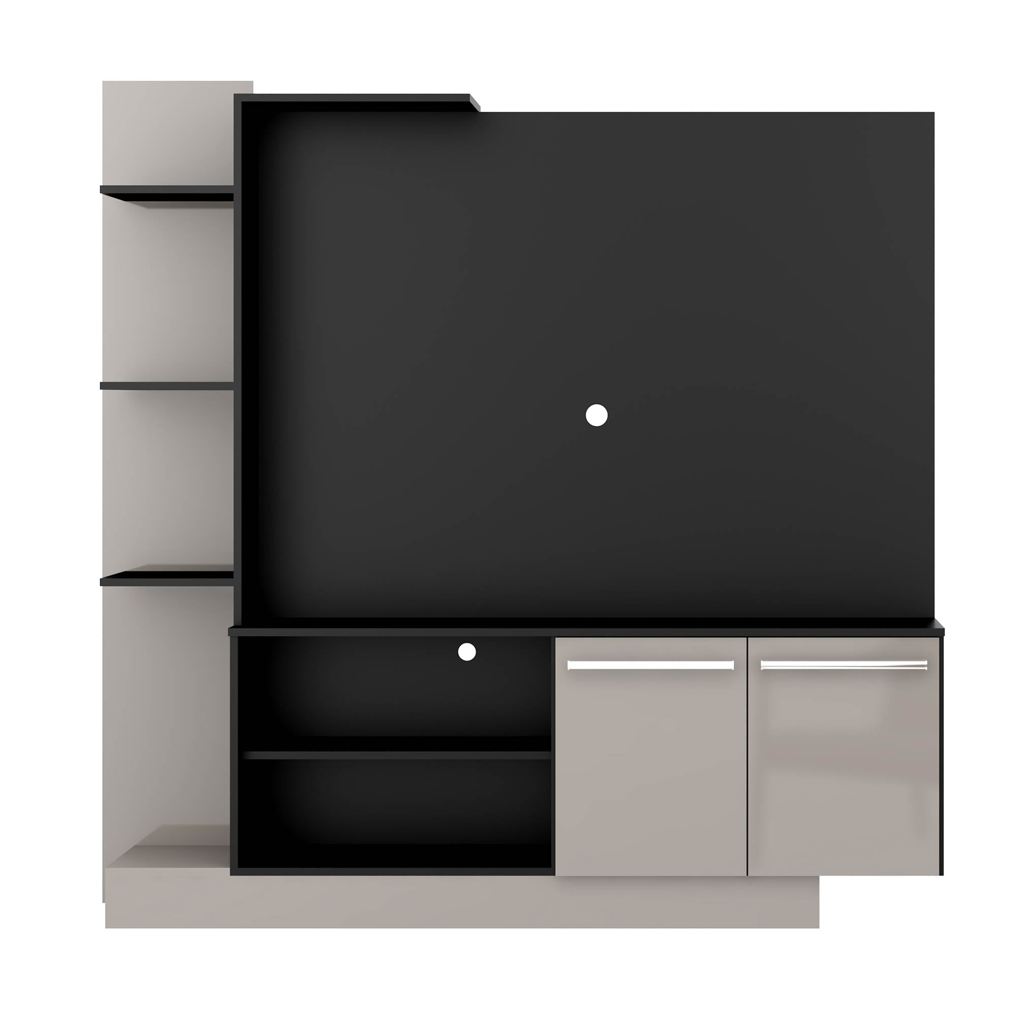 Mueble de Tv 55″ Madik con repisas y puertas color tabaco/blanco