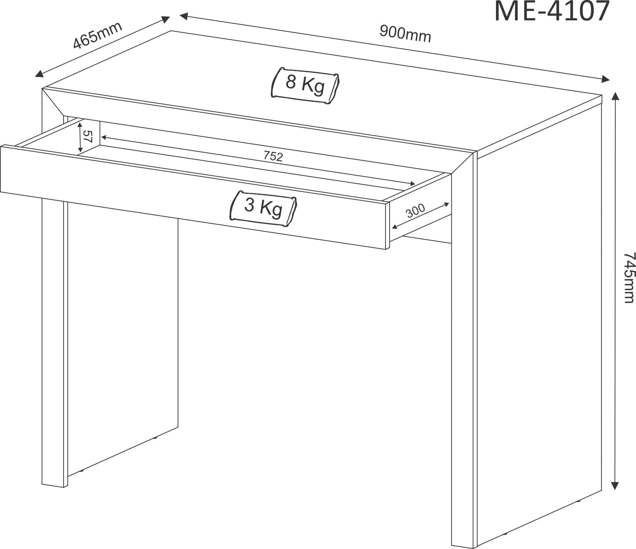 Mueble Mesa/Escritorio De Apoyo P/Oficina Carvalho ME4107.05