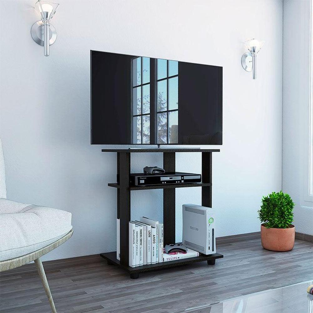 Rack para TV 32″ Madik con repisas para almacenar en color negro