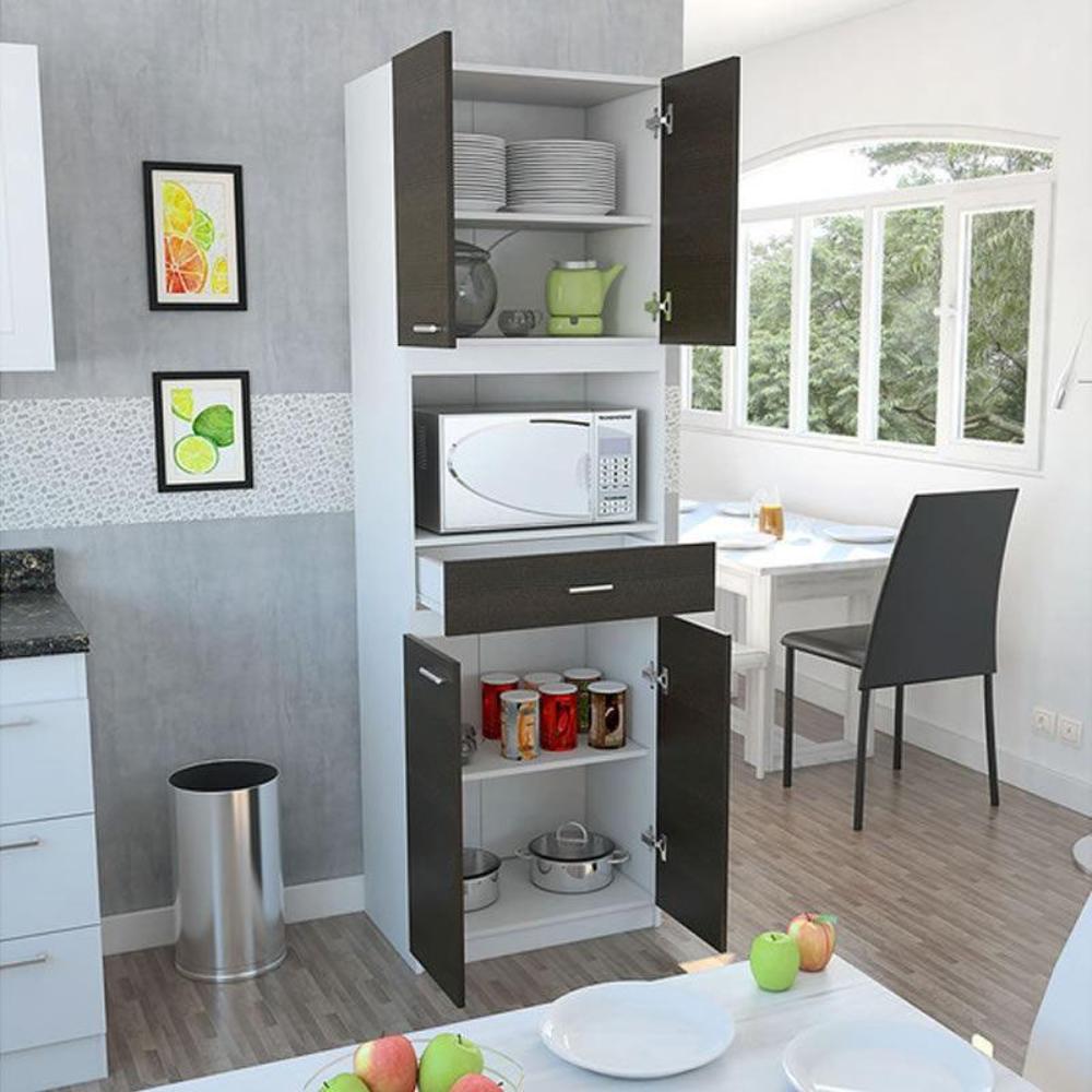 Auxiliar de Cocina Madik con Puertas y Repisas Color Wengue y Blanco