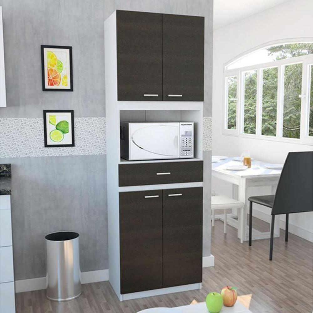 Auxiliar de Cocina Madik con Puertas y Repisas Color Wengue y Blanco