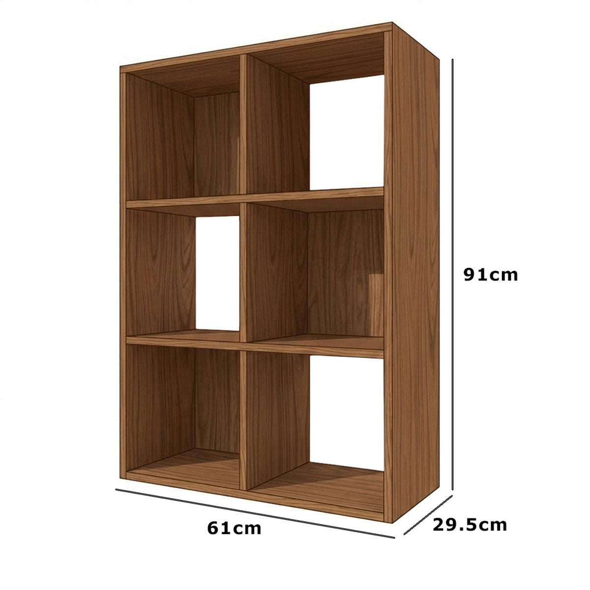 Mueble Organizador de 6 cubos Multiusos Madik en color café nuez