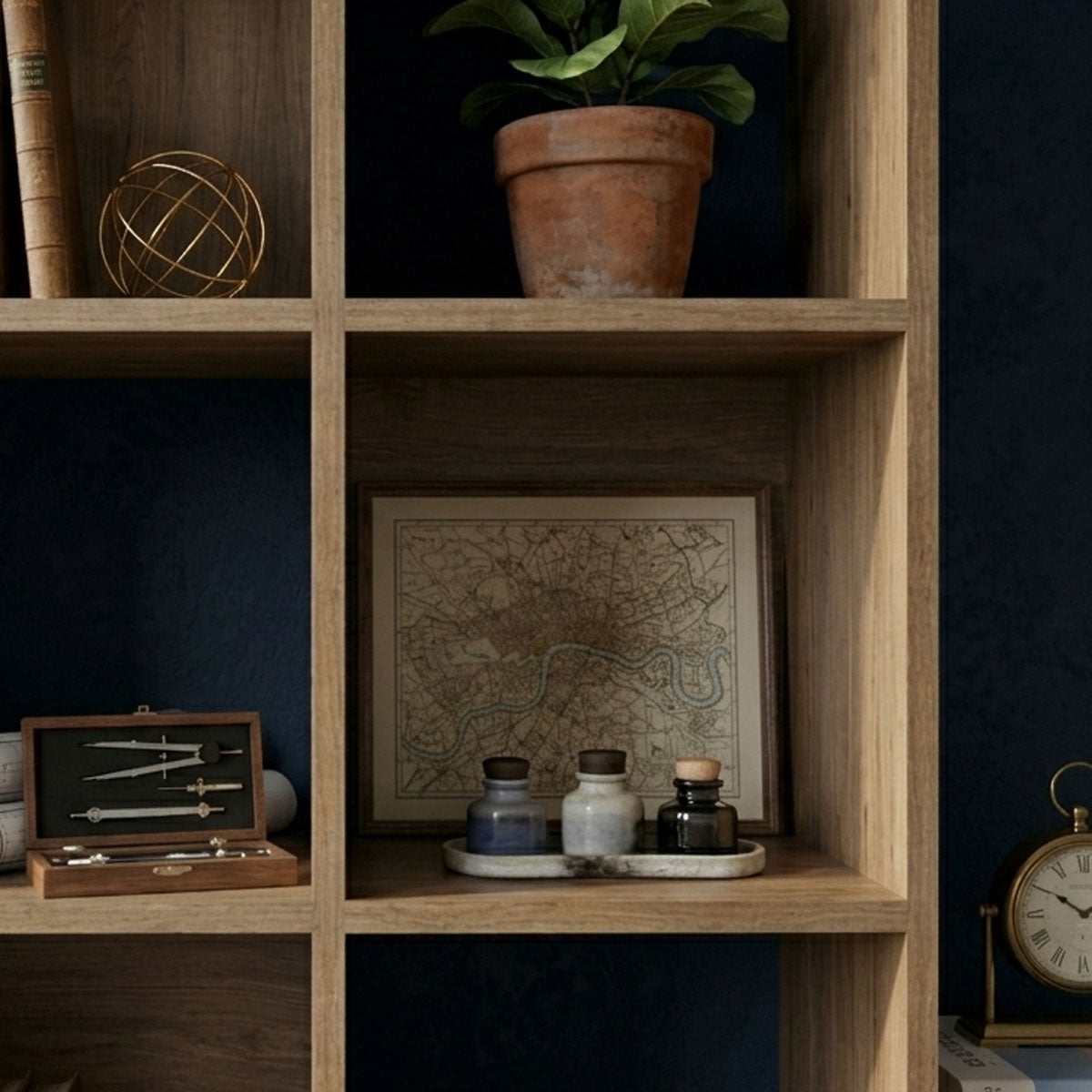 Mueble Organizador de 6 cubos Multiusos Madik en color café nuez