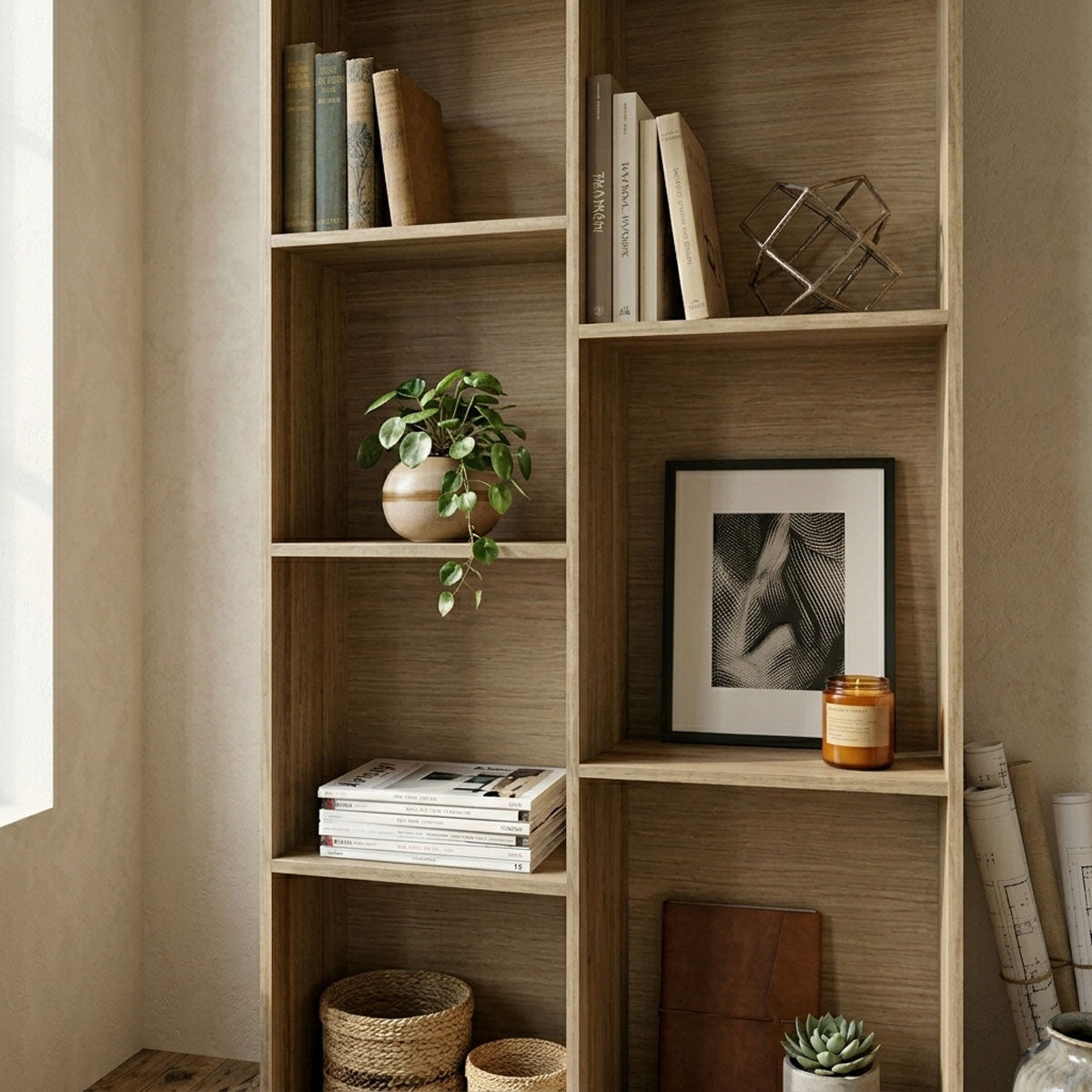 Mueble Organizador de 7 Cubos Madik Multiusos en color Café Nuez