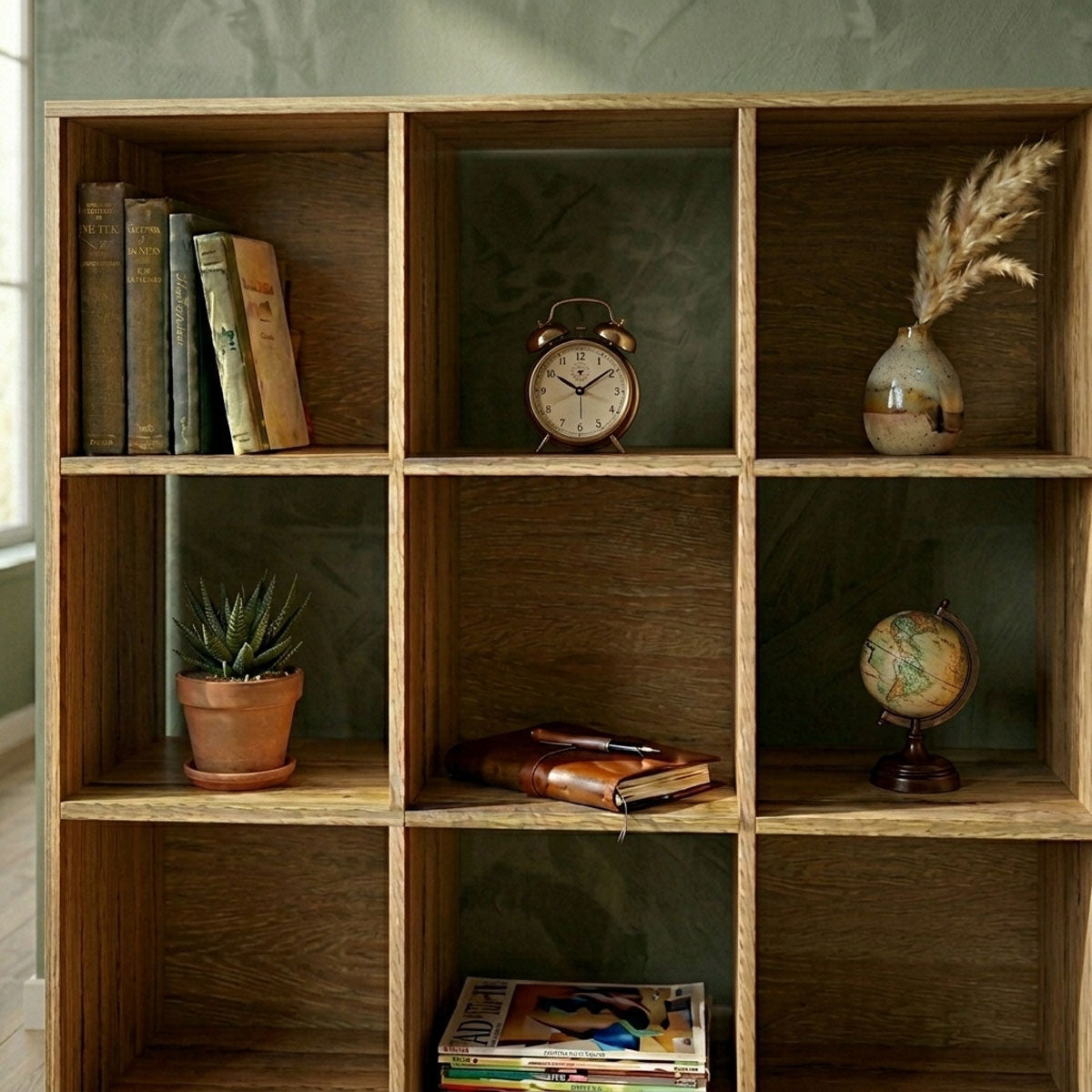Mueble Organizador de 9 Cubos Madik Multiusos en color Café Nuez