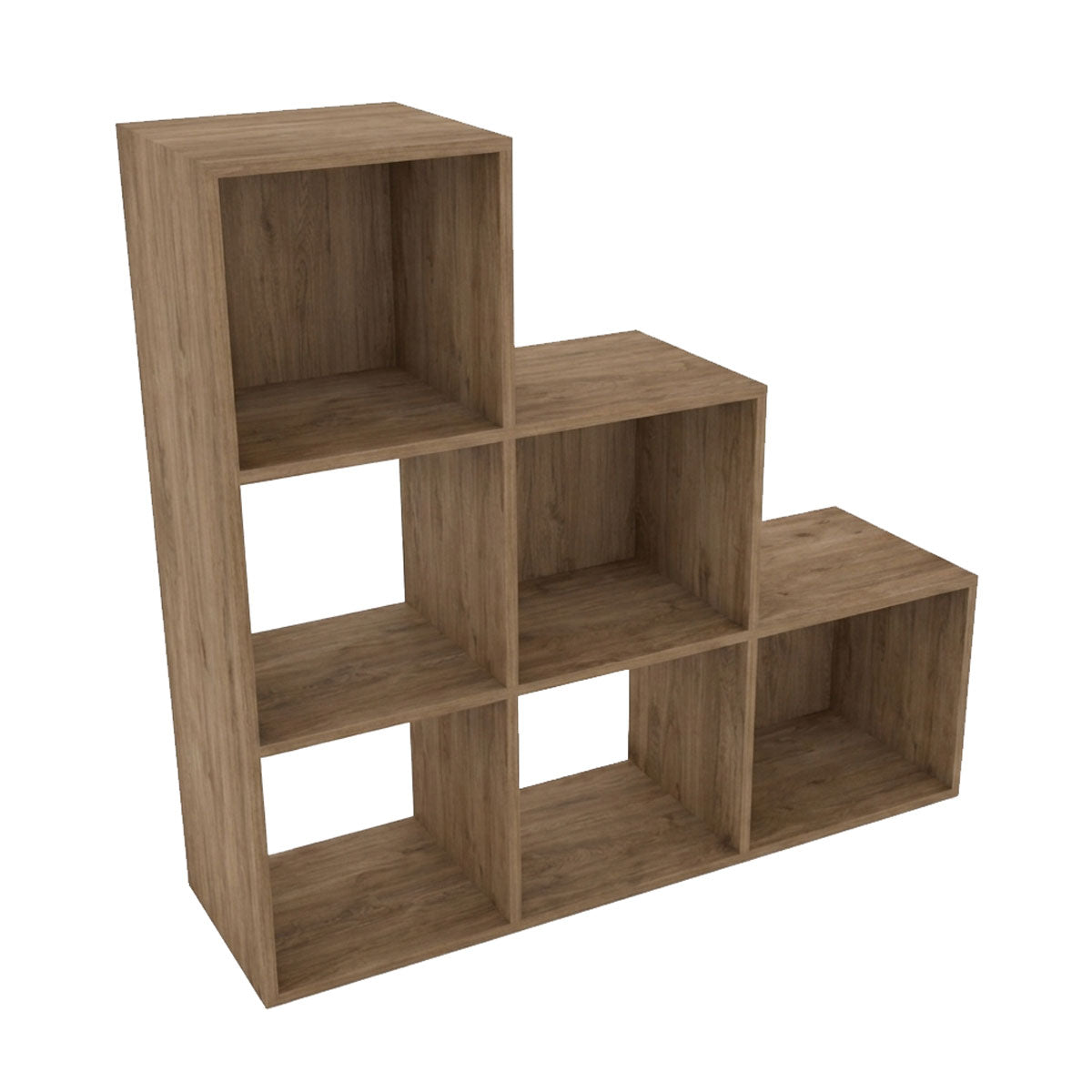 Mueble Organizador de 6 cubos Madik Escalera Multiusos Café Nuez