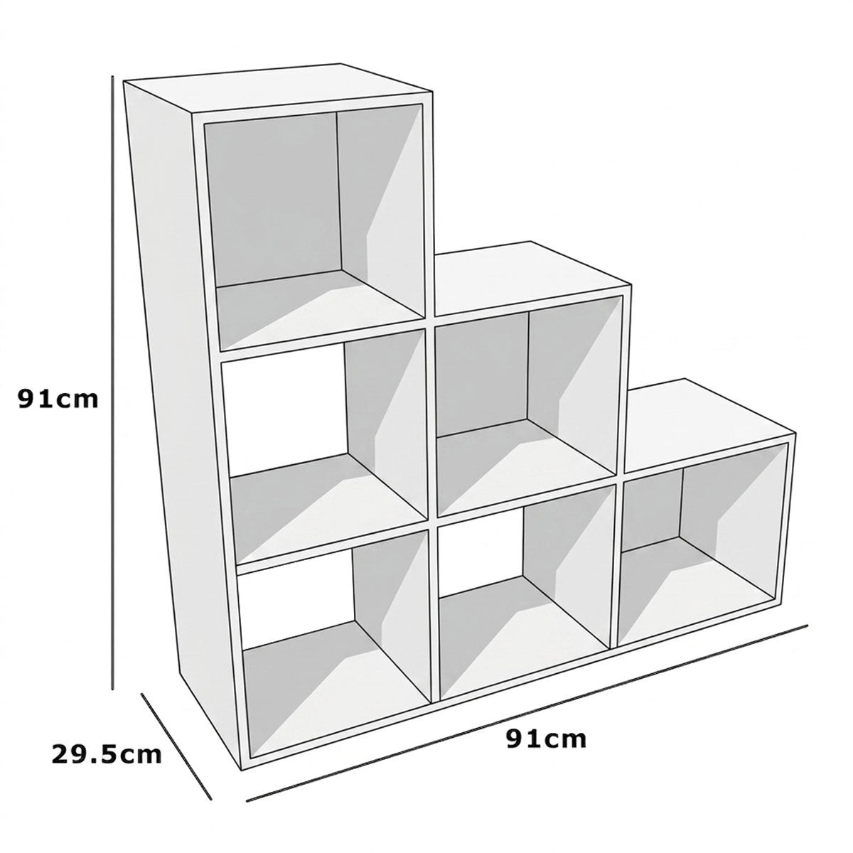 Mueble Organizador de 6 cubos Madik Escalera Multiusos Blanco