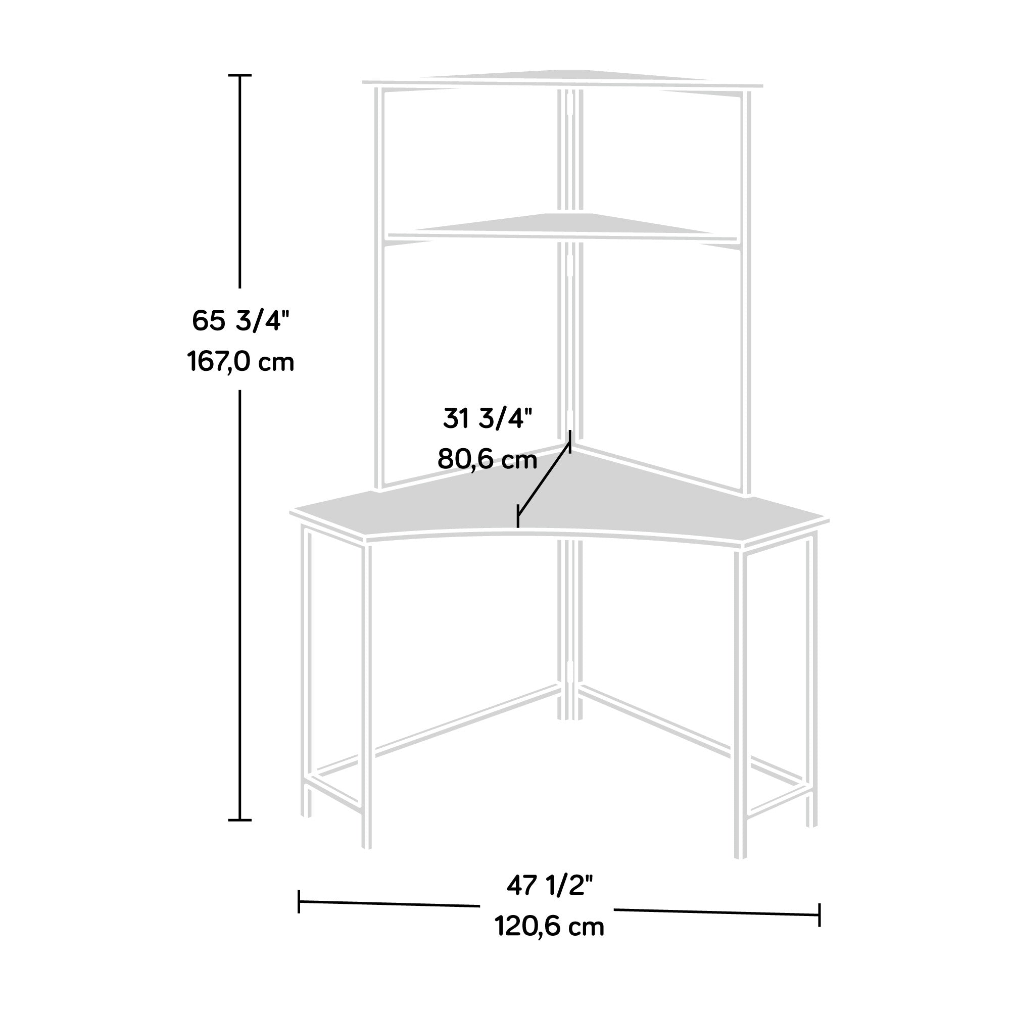 Escritorio Esquinero Base Metal 167x120cm 3 Niveles