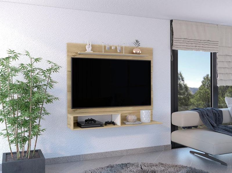 Panel Ascher MADIK Para TV 55″ Color Café Claro y Blanco Duqueza