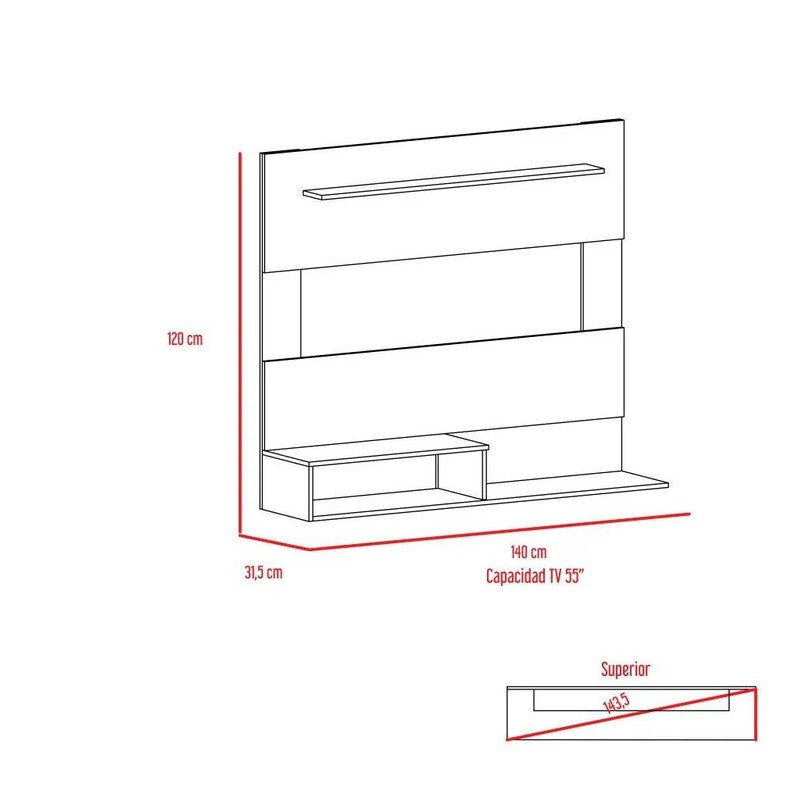 Panel de Tv Ascher MADIK Para TV de Hasta 55″ Color Blanco