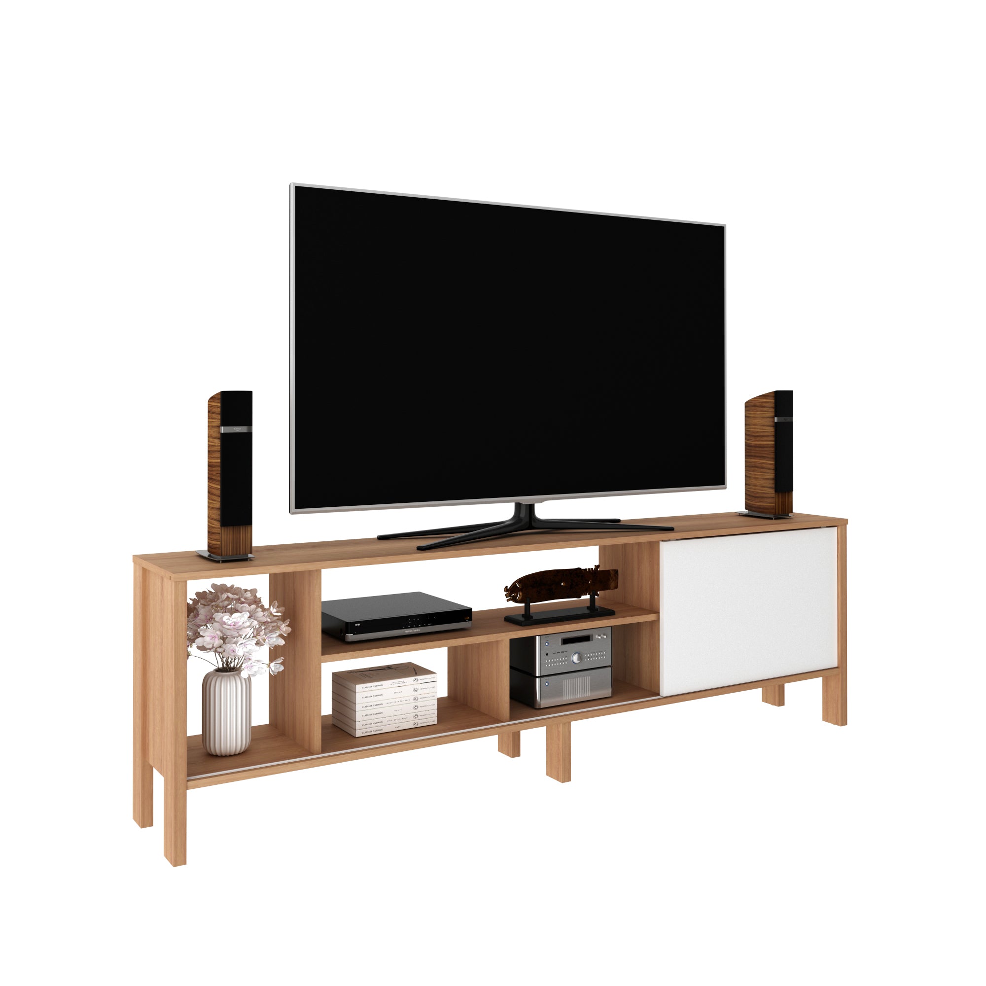Mueble Para TV 65″ Rack Moderno Con Puerta Corrediza Al/Bl