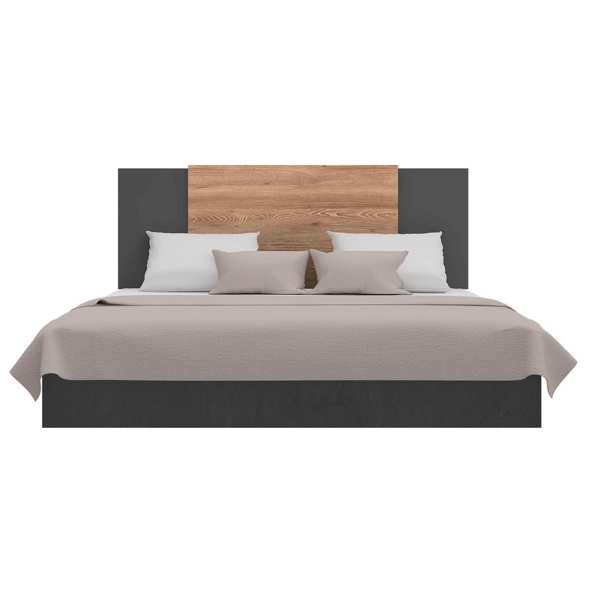 Cabecera Madik Ajustable de 140-200cm Color Gris Oscuro y Miel