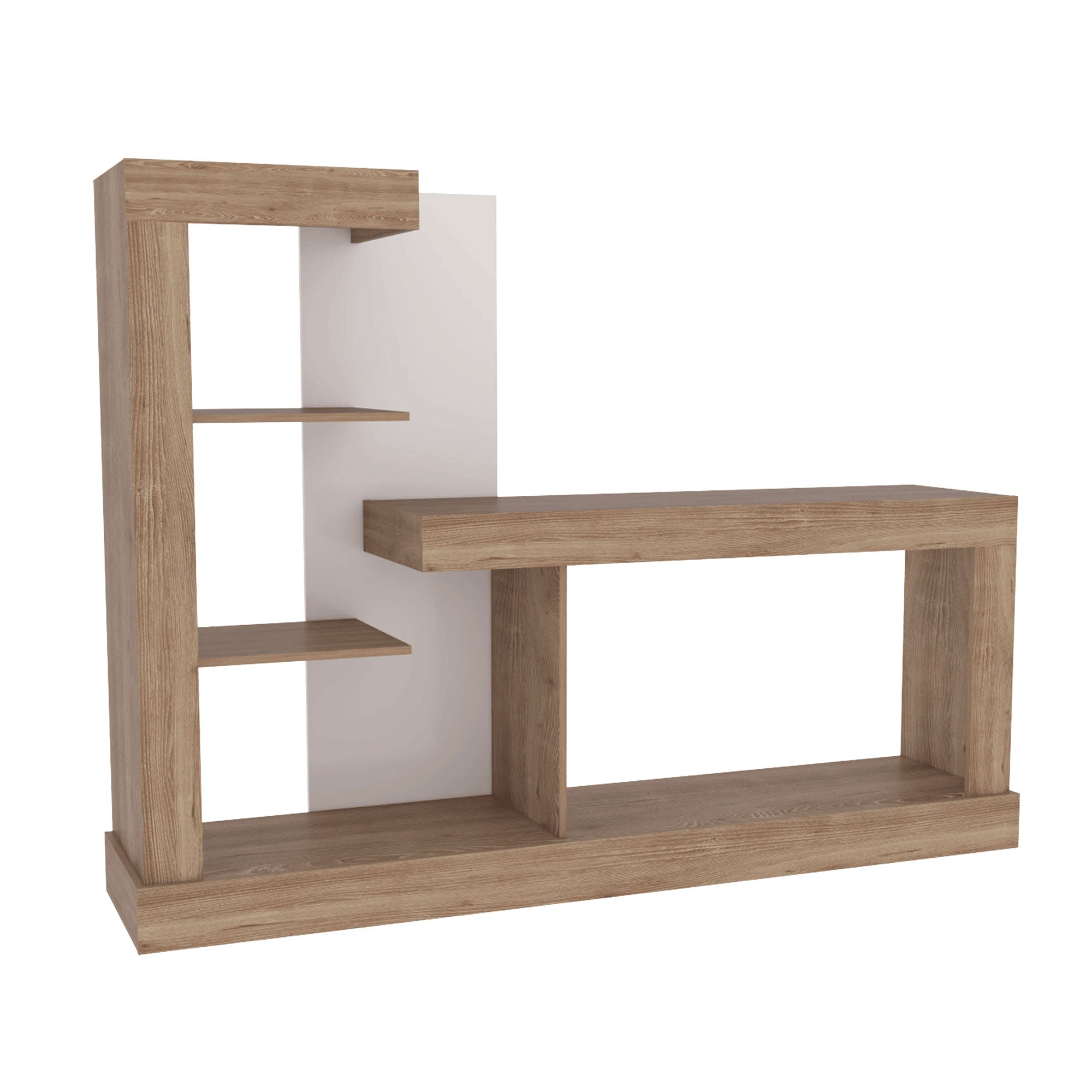 Rack para TV de 55″ con estantes Color Miel y Blanco 180x133.5x41.5 cms