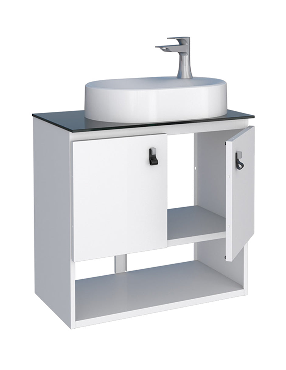 Mueble de baño tipo Gabinete flotante Madik color blanco con lavabo