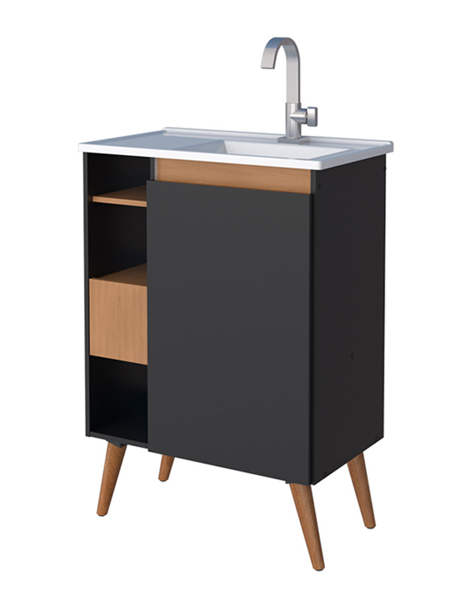 Mueble de baño tipo Gabinete con pies Madik color negro con lavabo