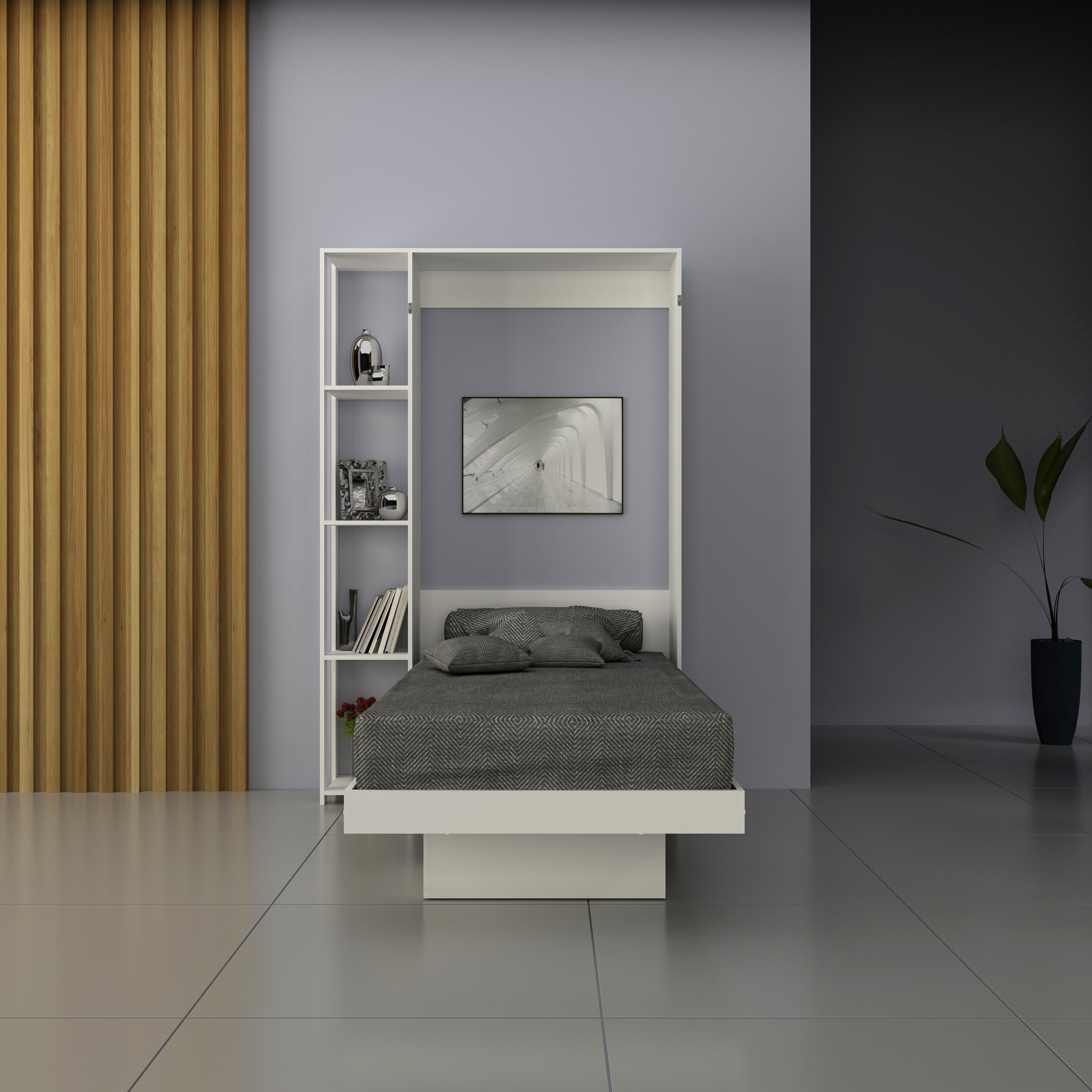 Base Cama Individual Abatible Con Estantes CM8025.0001