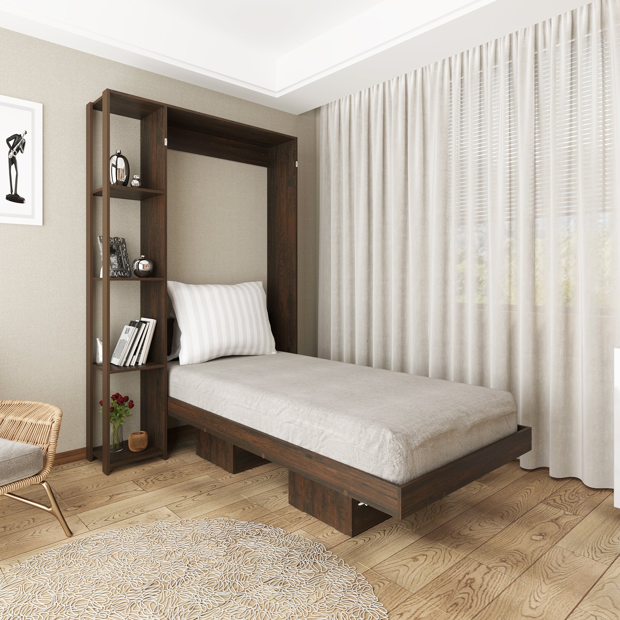 Base Cama Individual Abatible Con Estantes CM8025.0001