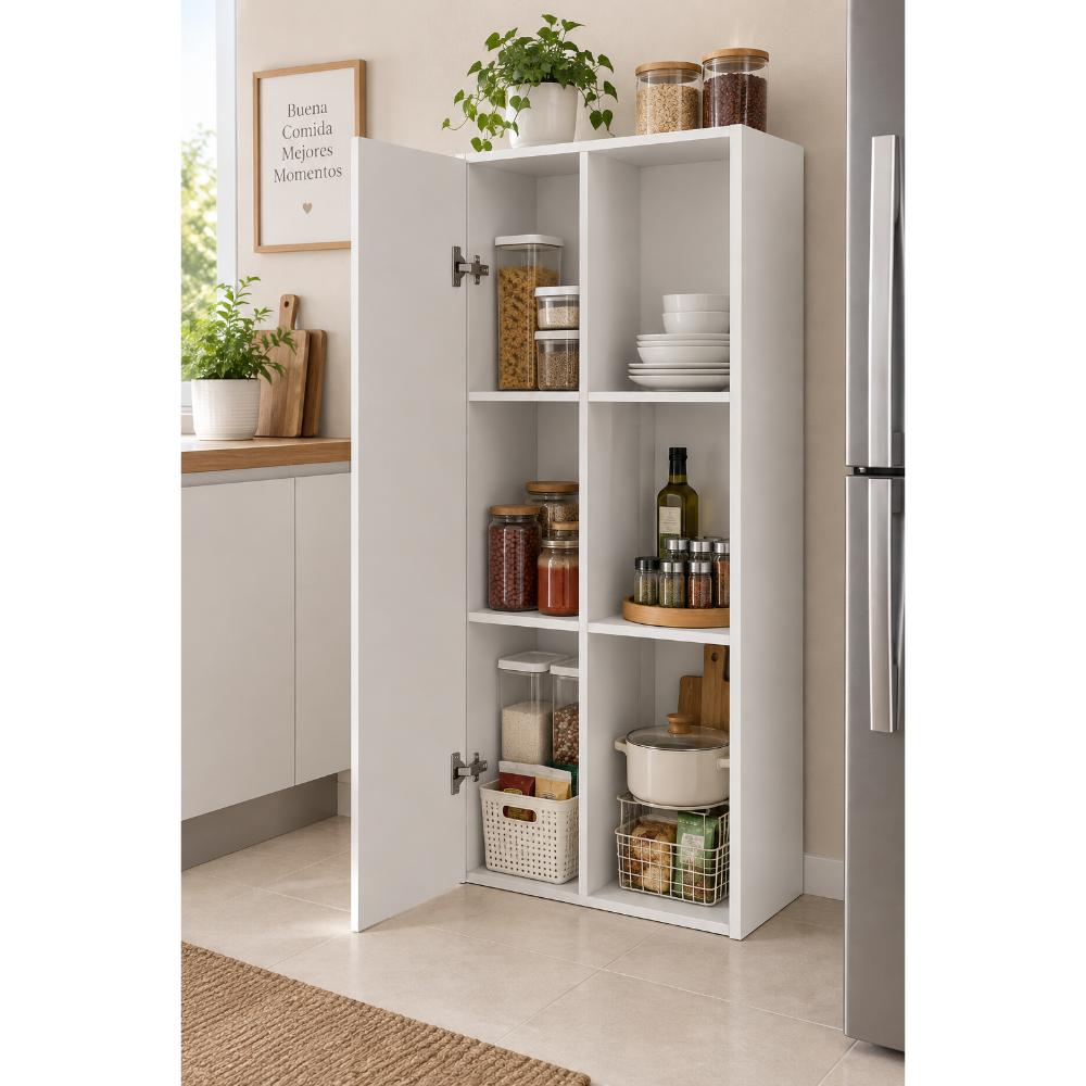 Mueble Organizador MADIK Multiusos Blanco con 6 espacio y puerta