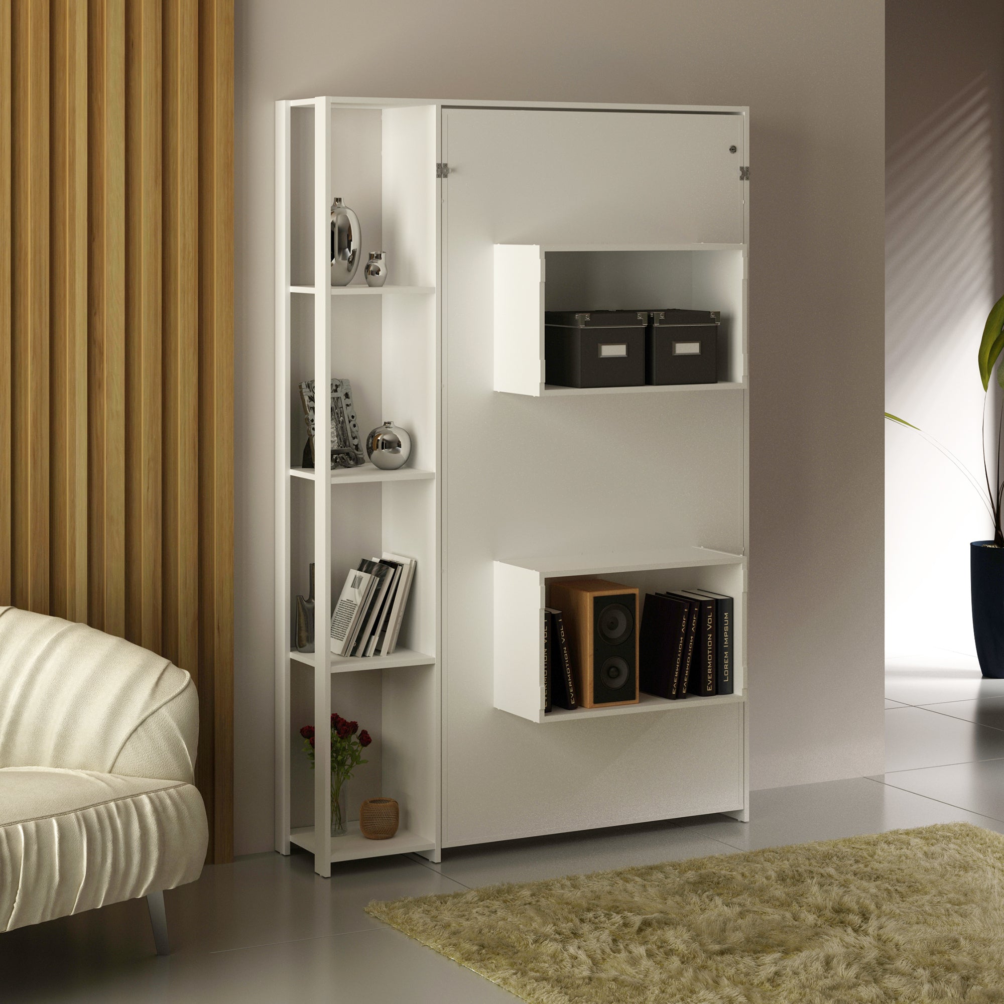 Base Cama Individual Abatible Con Estantes CM8025.0001