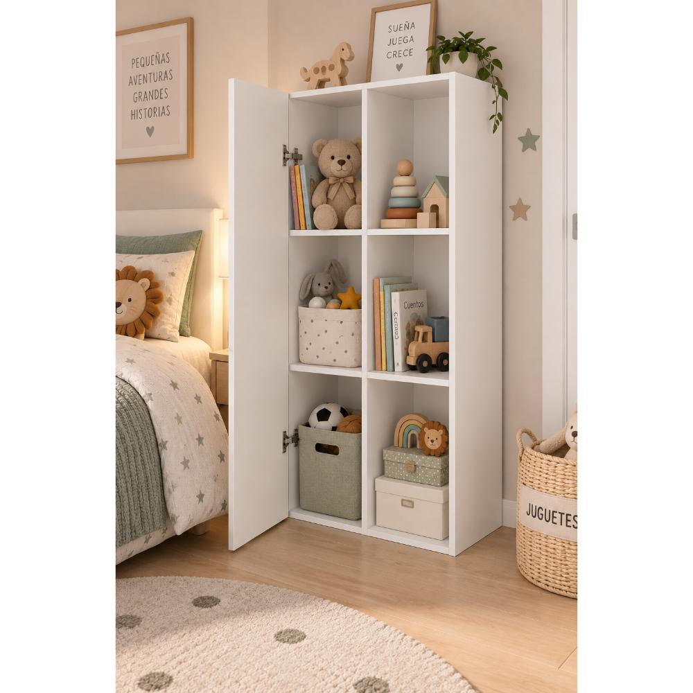 Mueble Organizador MADIK Multiusos Blanco con 6 espacio y puerta