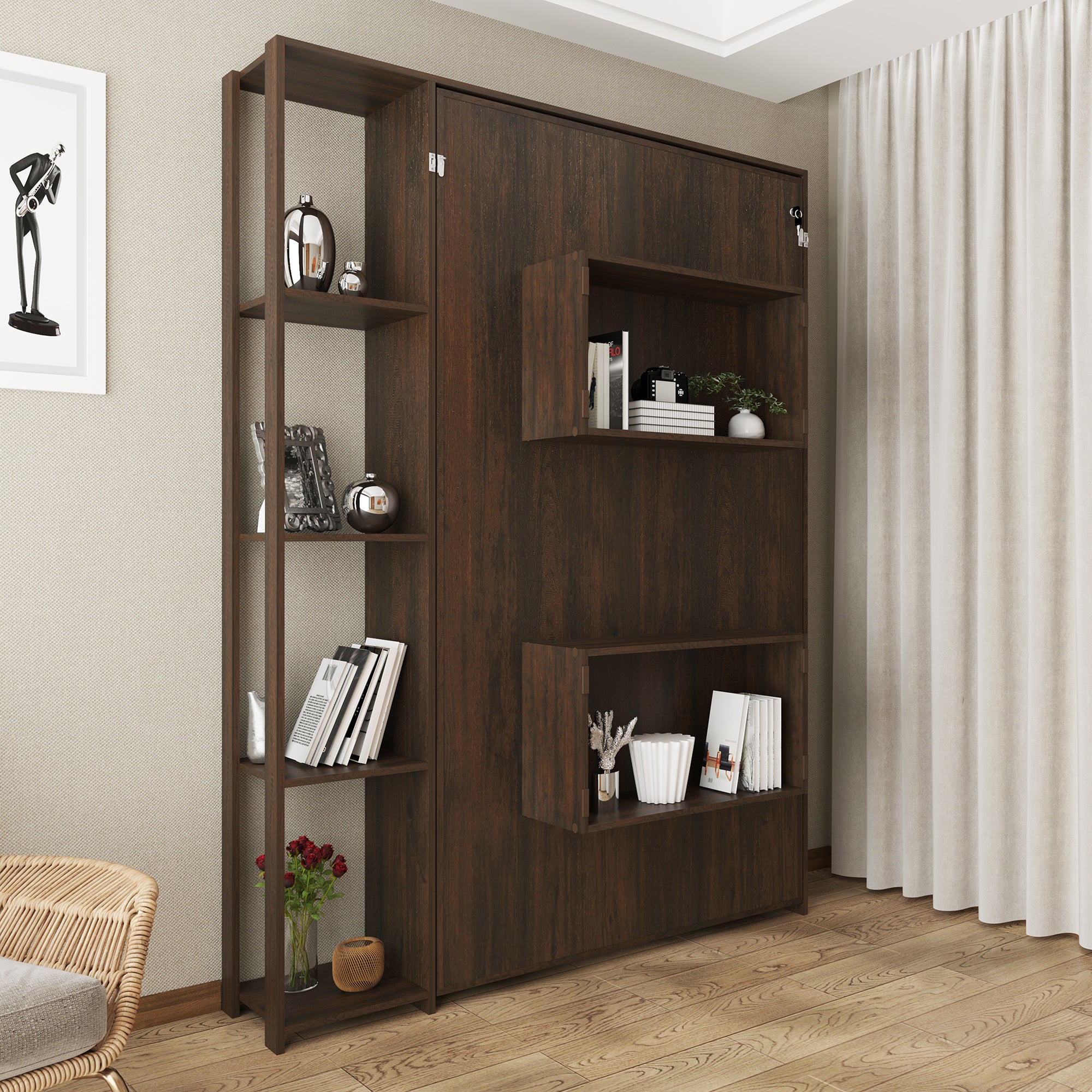 Base Cama Individual Abatible Con Estantes CM8025.0001
