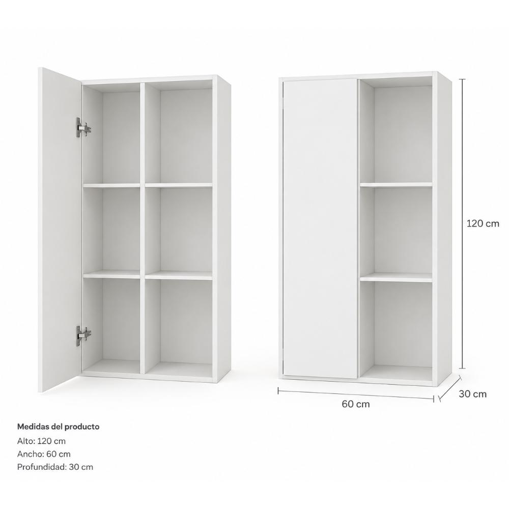 Mueble Organizador MADIK Multiusos Blanco con 6 espacio y puerta