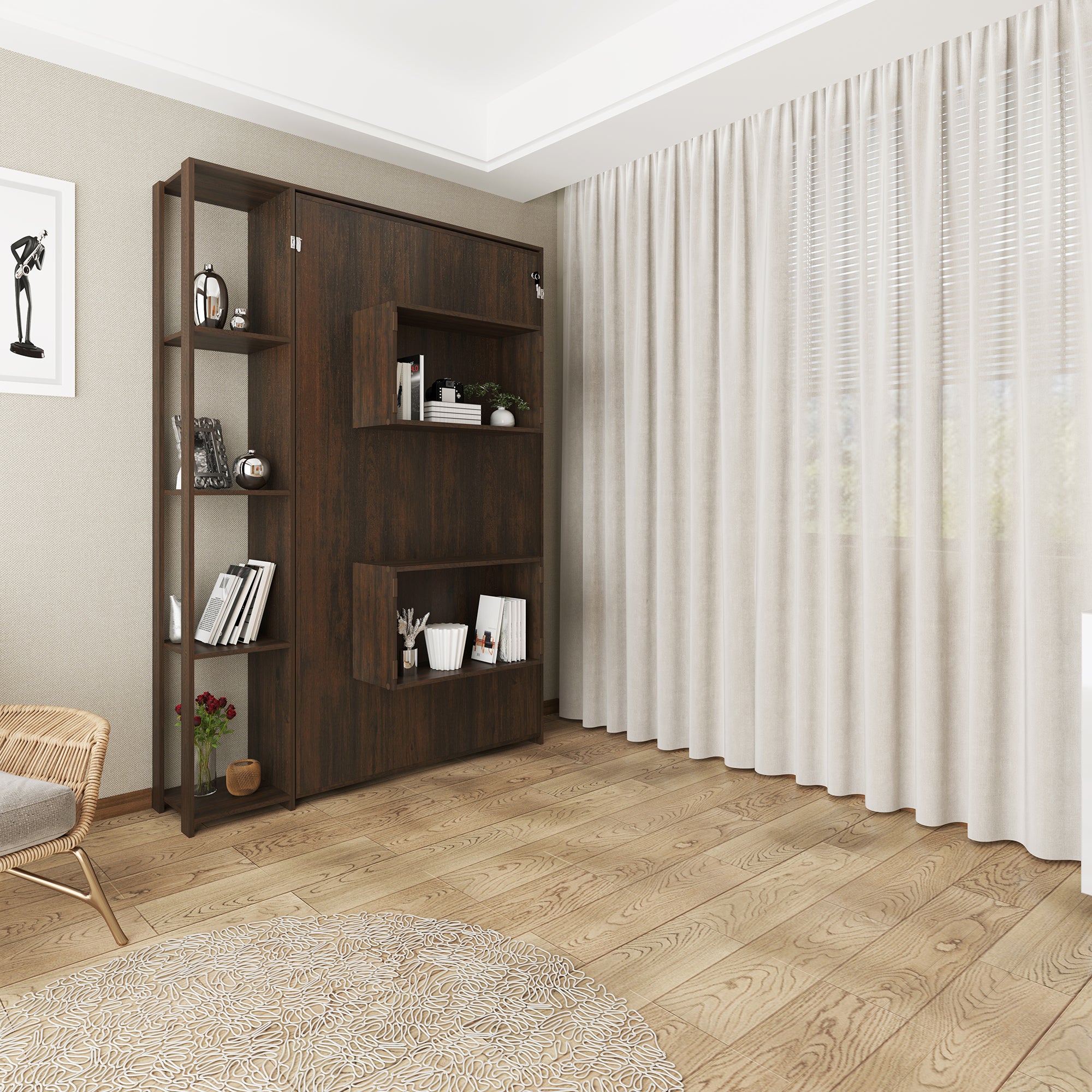 Base Cama Individual Abatible Con Estantes CM8025.0001