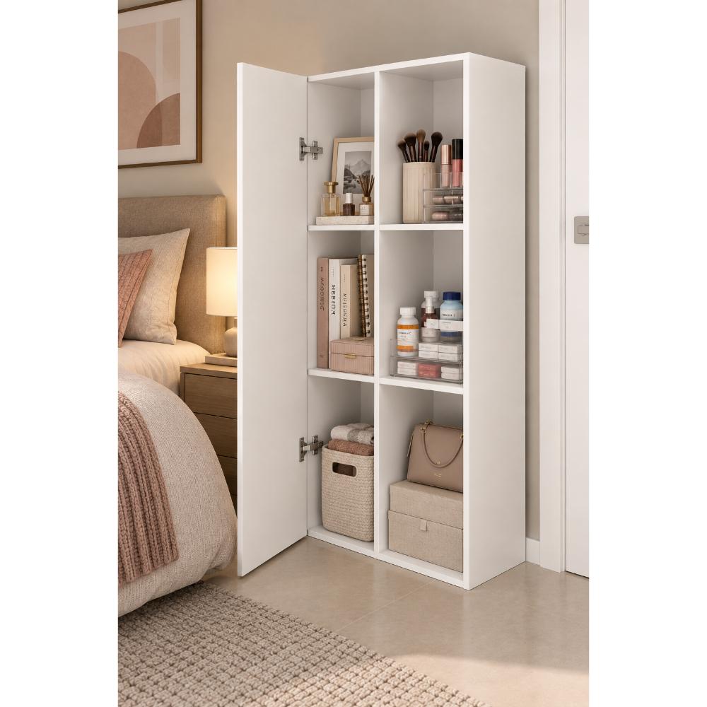 Mueble Organizador MADIK Multiusos Blanco con 6 espacio y puerta