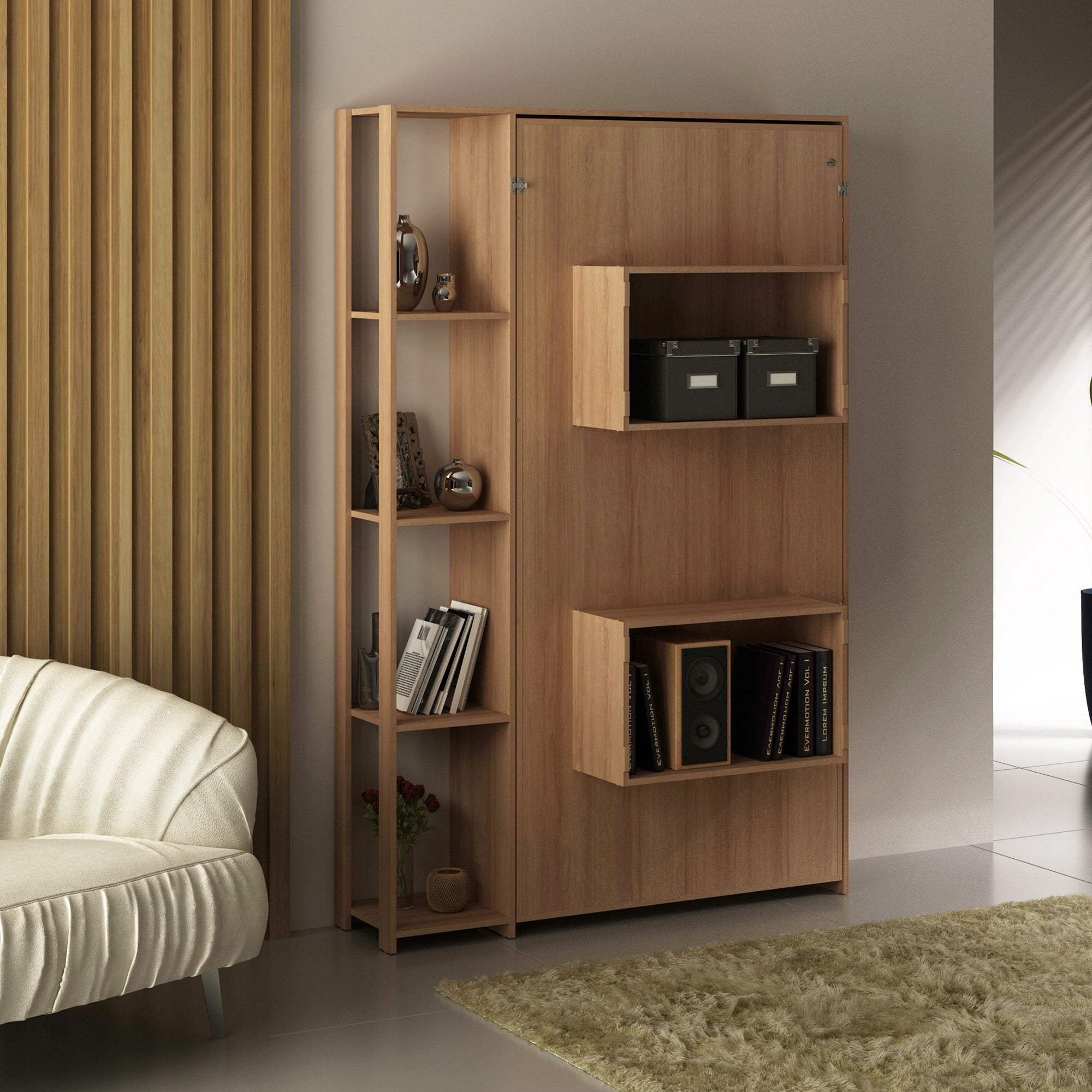 Base Cama Individual Abatible Con Estantes CM8025.0002
