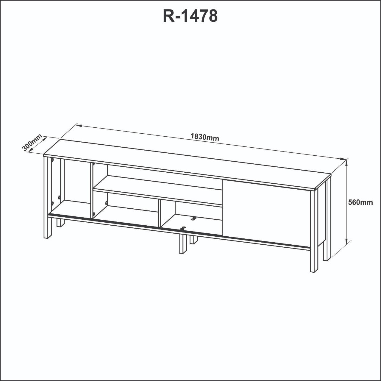 Mueble Para TV 65 Rack Moderno Con Puerta Corrediza Carvalho