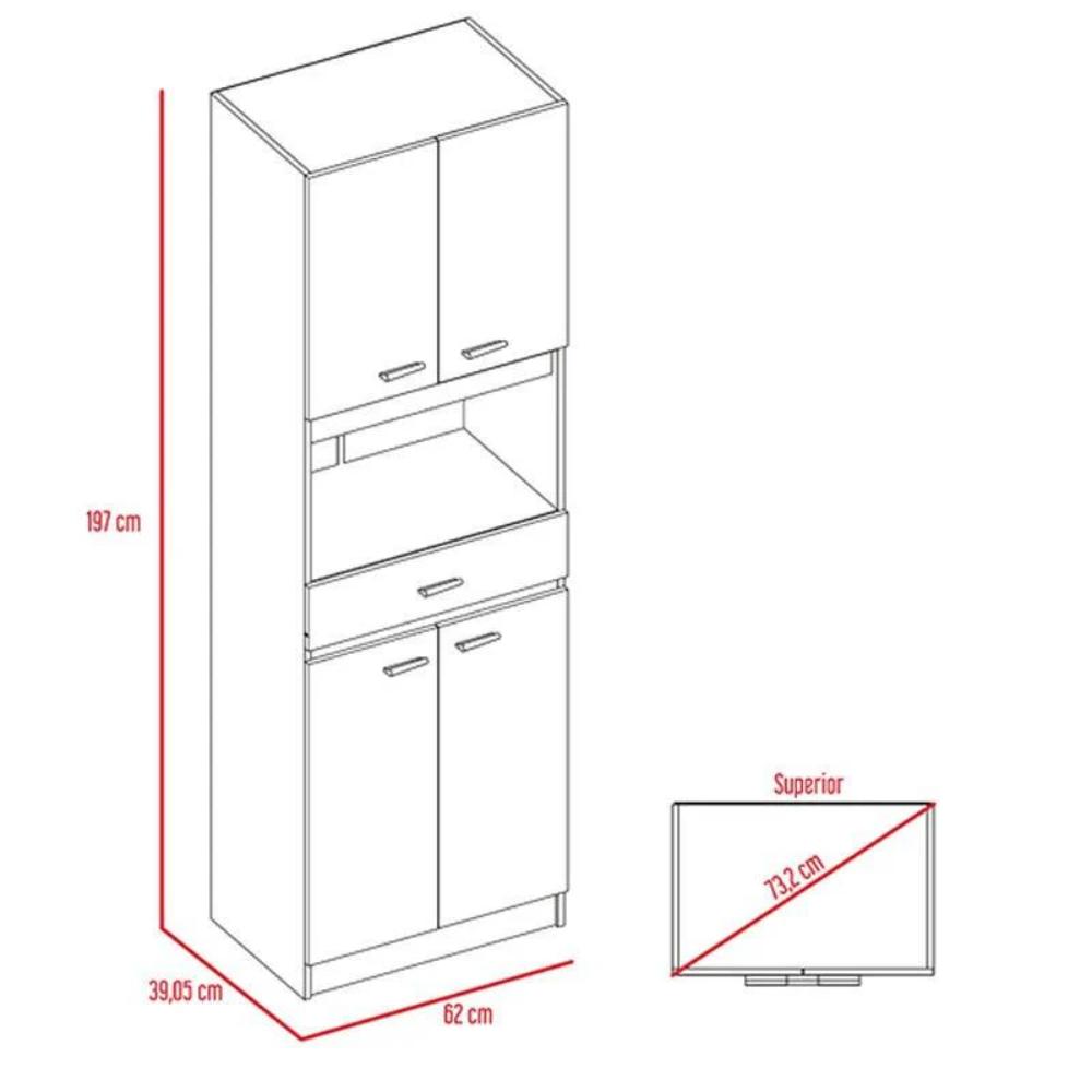 Auxiliar de Cocina Madik con Puertas y Repisas Color Wengue y Blanco