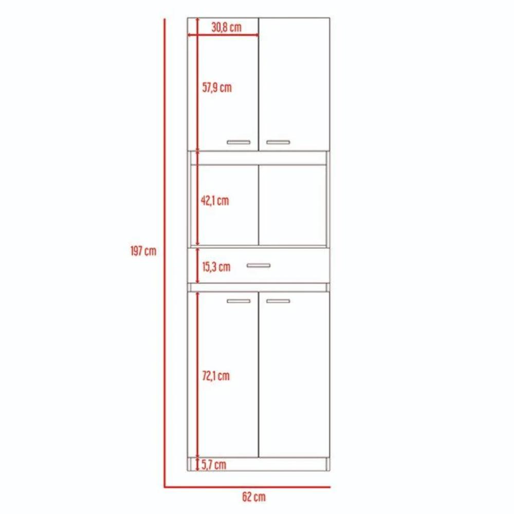 Auxiliar de Cocina Madik con Puertas y Repisas Color Wengue y Blanco